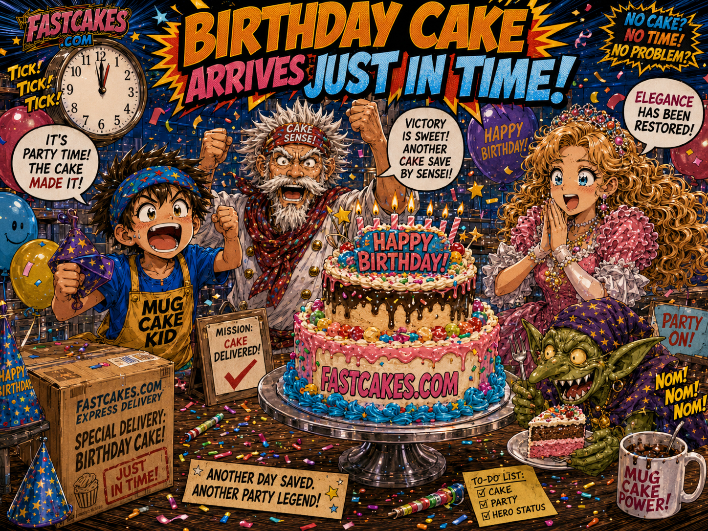 Birthday cake arriving just in time with fast frosting decoration