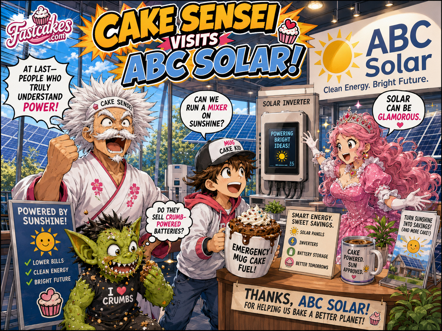 Cake Sensei visiting ABC Solar to learn about solar power