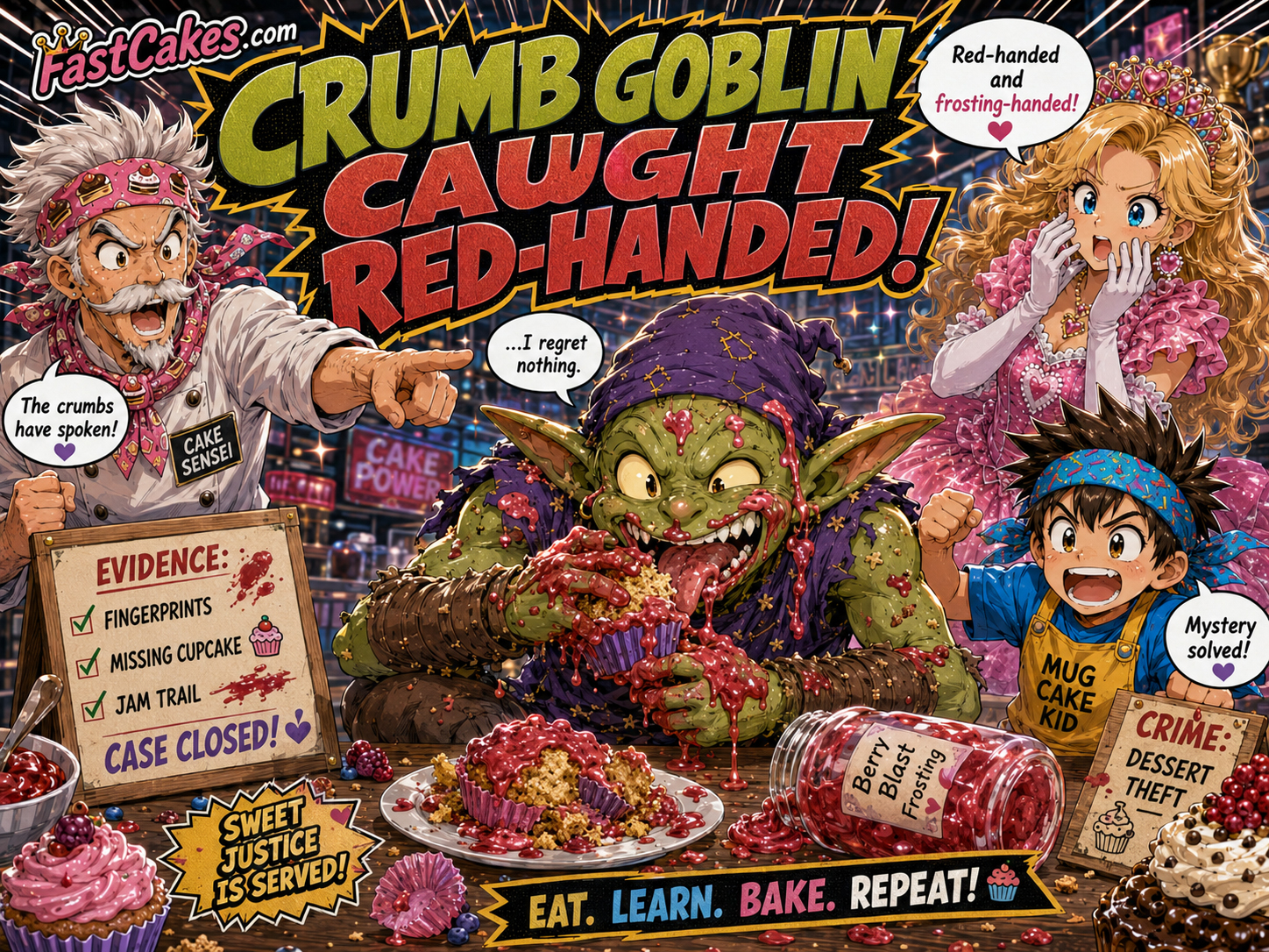 Crumb Goblin caught near food, representing safe handling and supervision