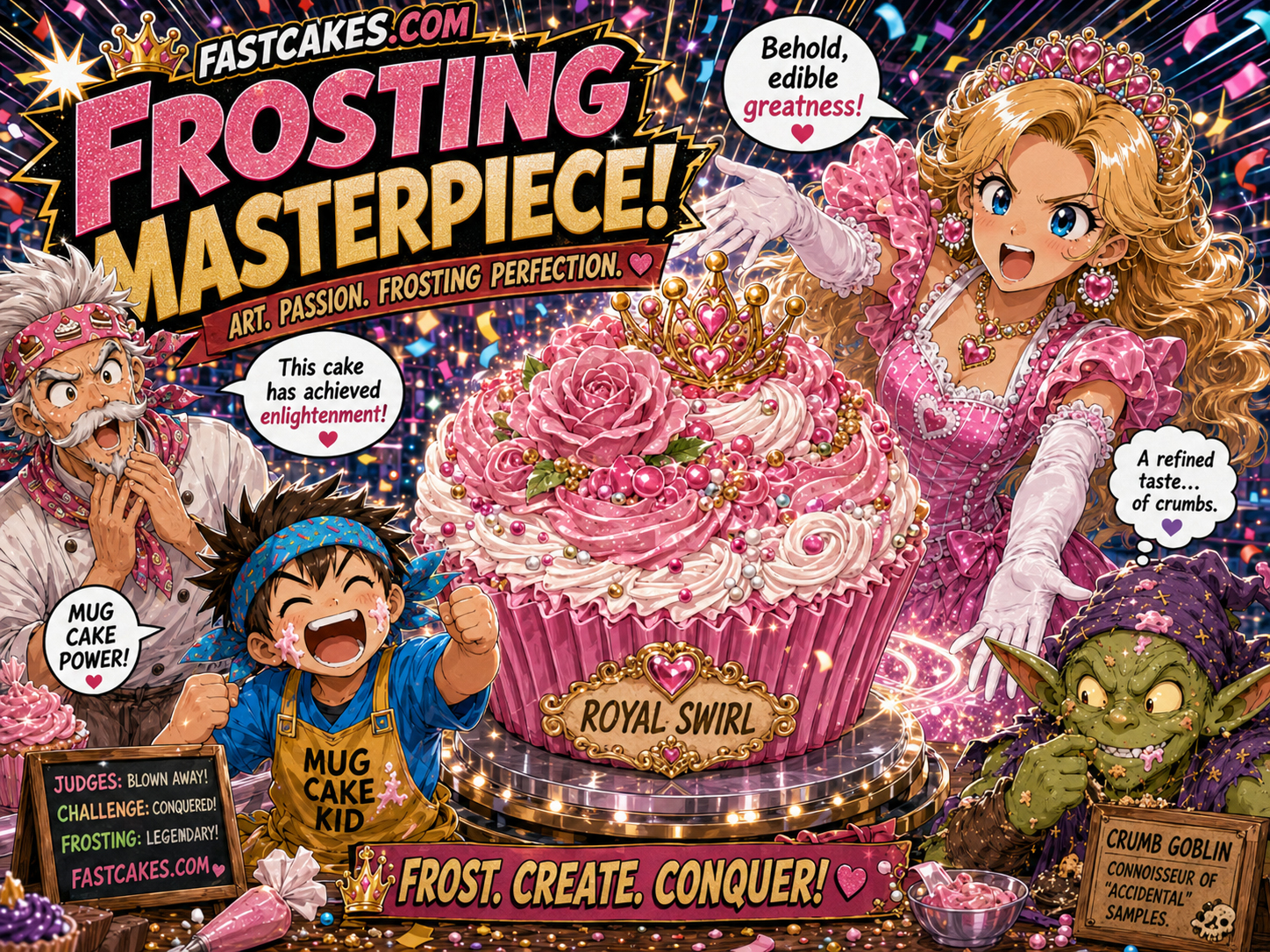 Princess Frosting creating a dramatic frosting masterpiece