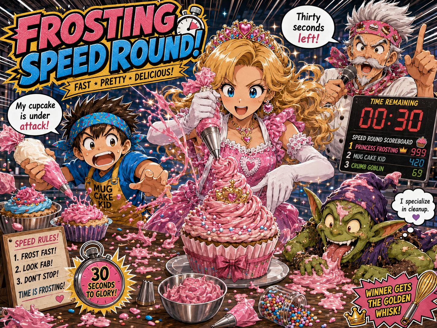 Frosting speed round with Princess Frosting and FastCakes characters
