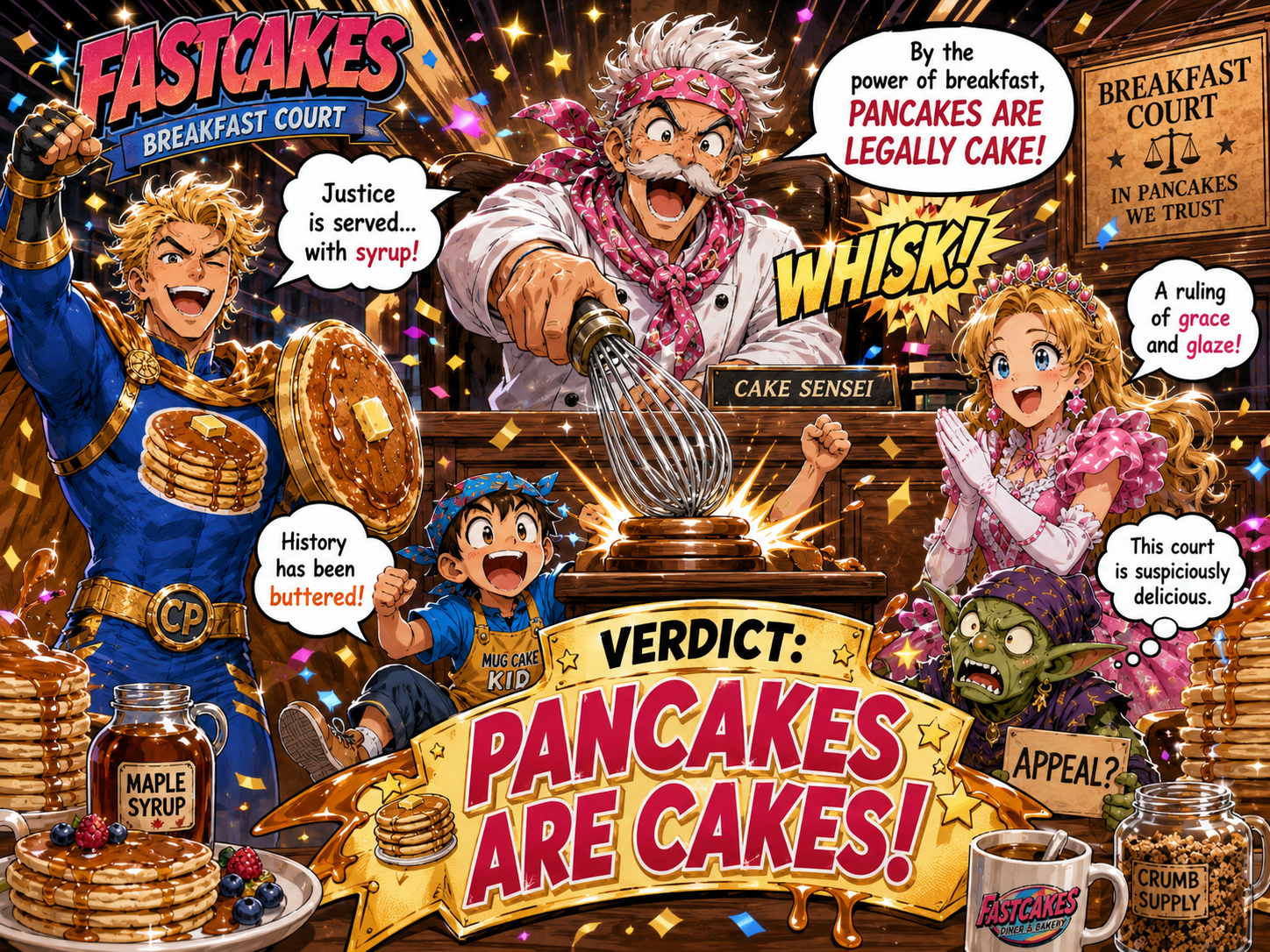 Judge ruling in pancake court representing disclaimer and legal limits