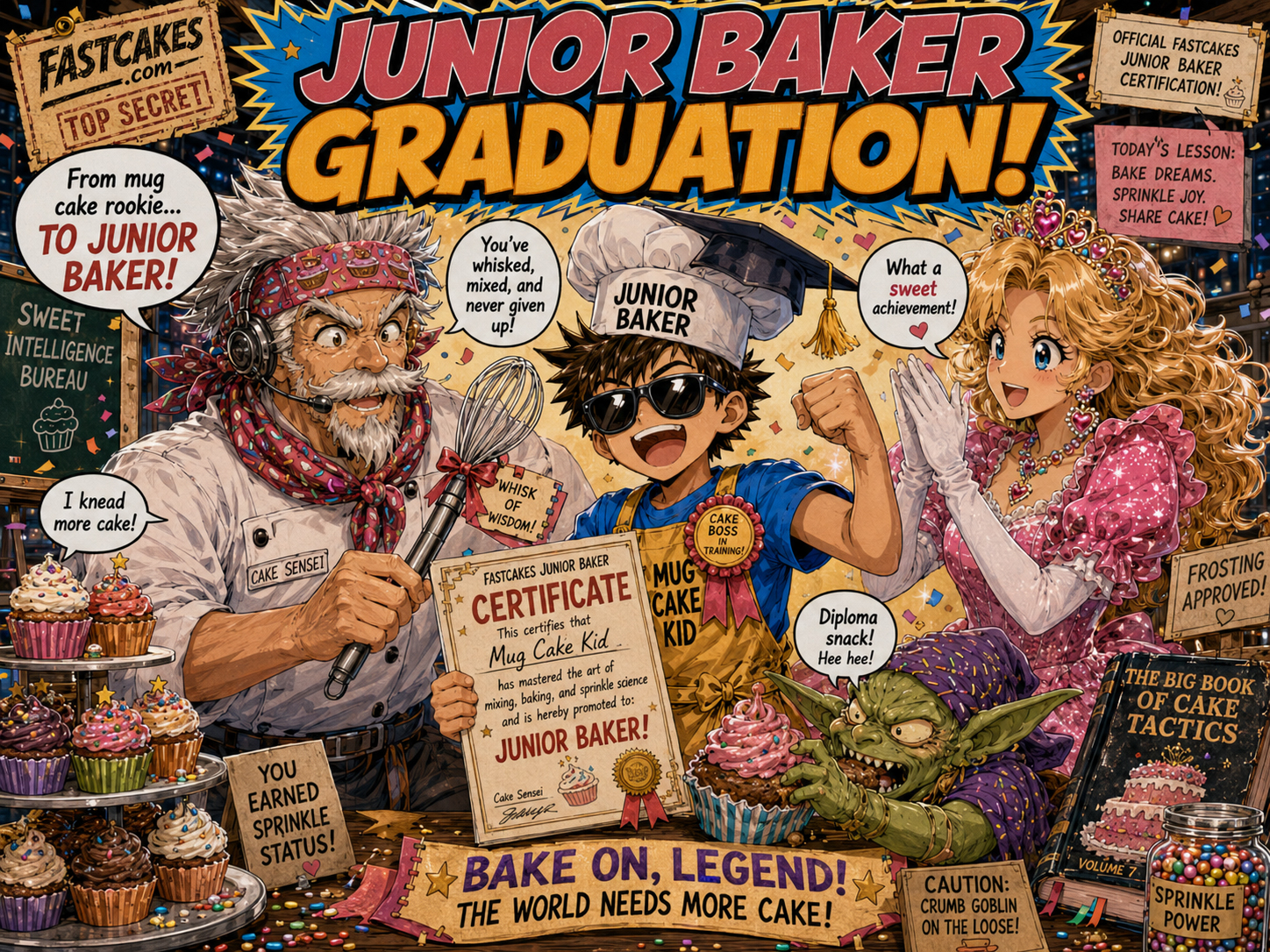 Junior baker graduation representing adult supervision for kids