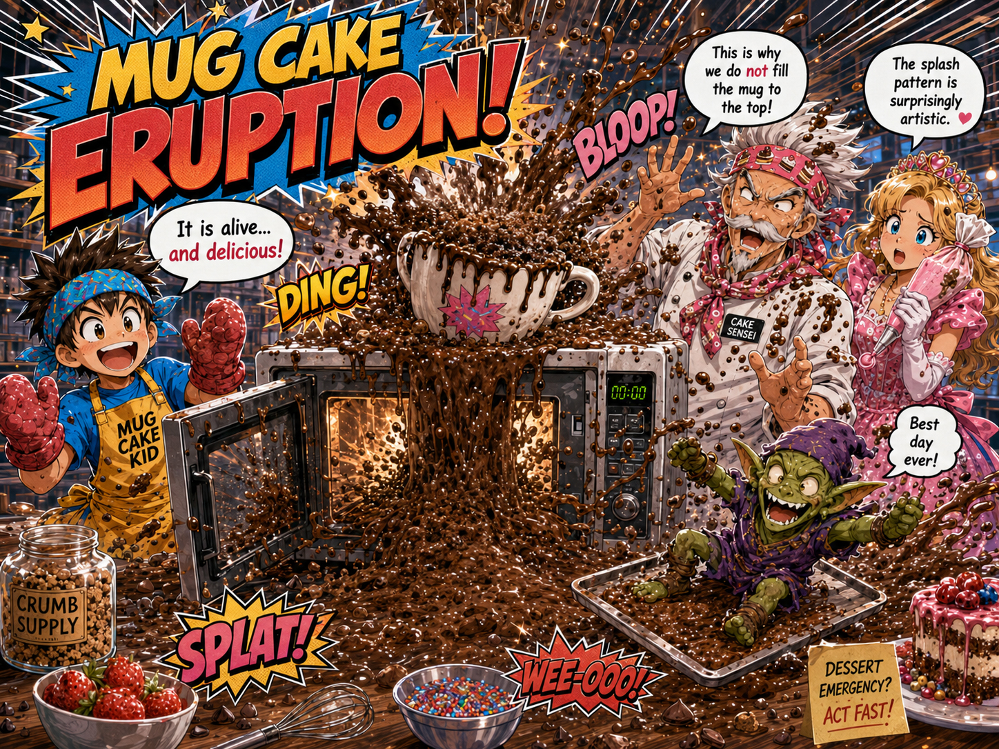 Mug cake eruption showing why microwave caution is needed