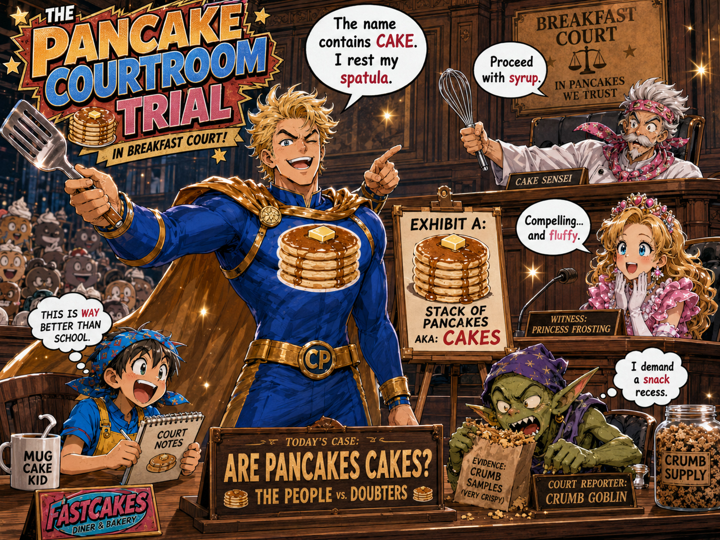 Pancake courtroom representing liability and legal disclaimer