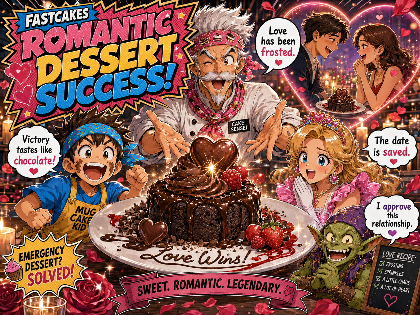 Romantic dessert representing serving food safely to others